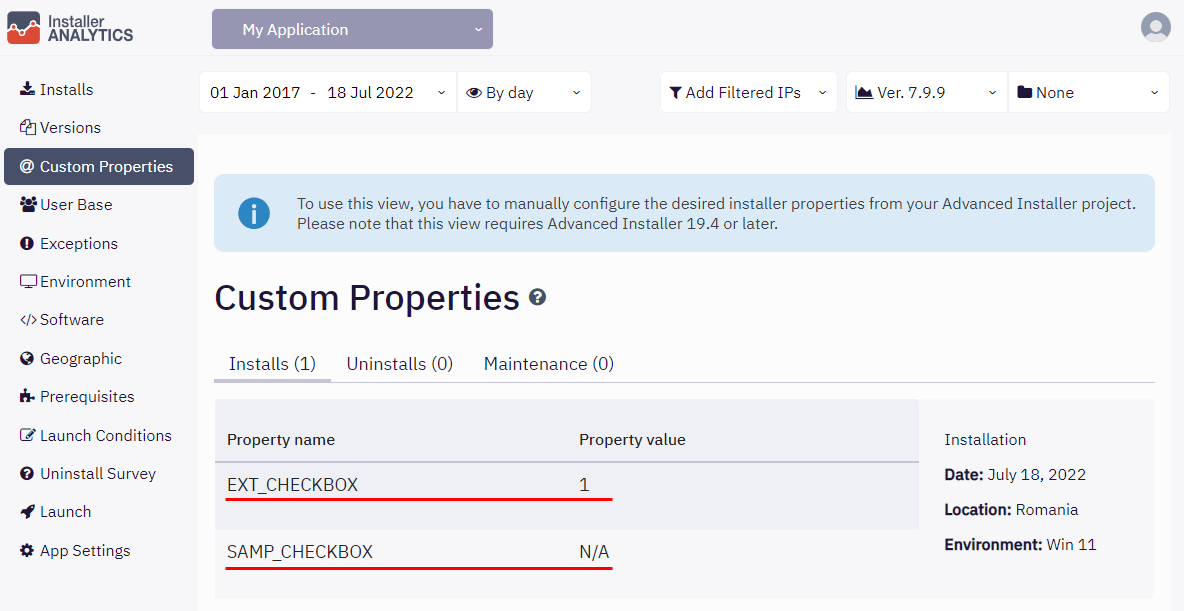 Custom Properties - EXT_CHECKBOX and SAMP_CHECKBOX in WebApp